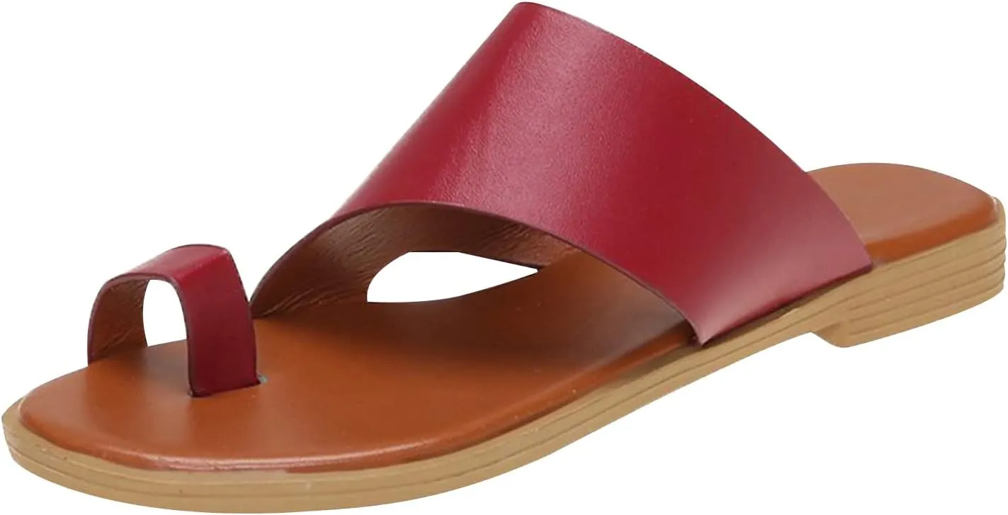 Casual Women’s Slip-On Sandals Open Slip-Toe Slides Summer Daily Dressy Flat Slippers Footwear with Cross Strap