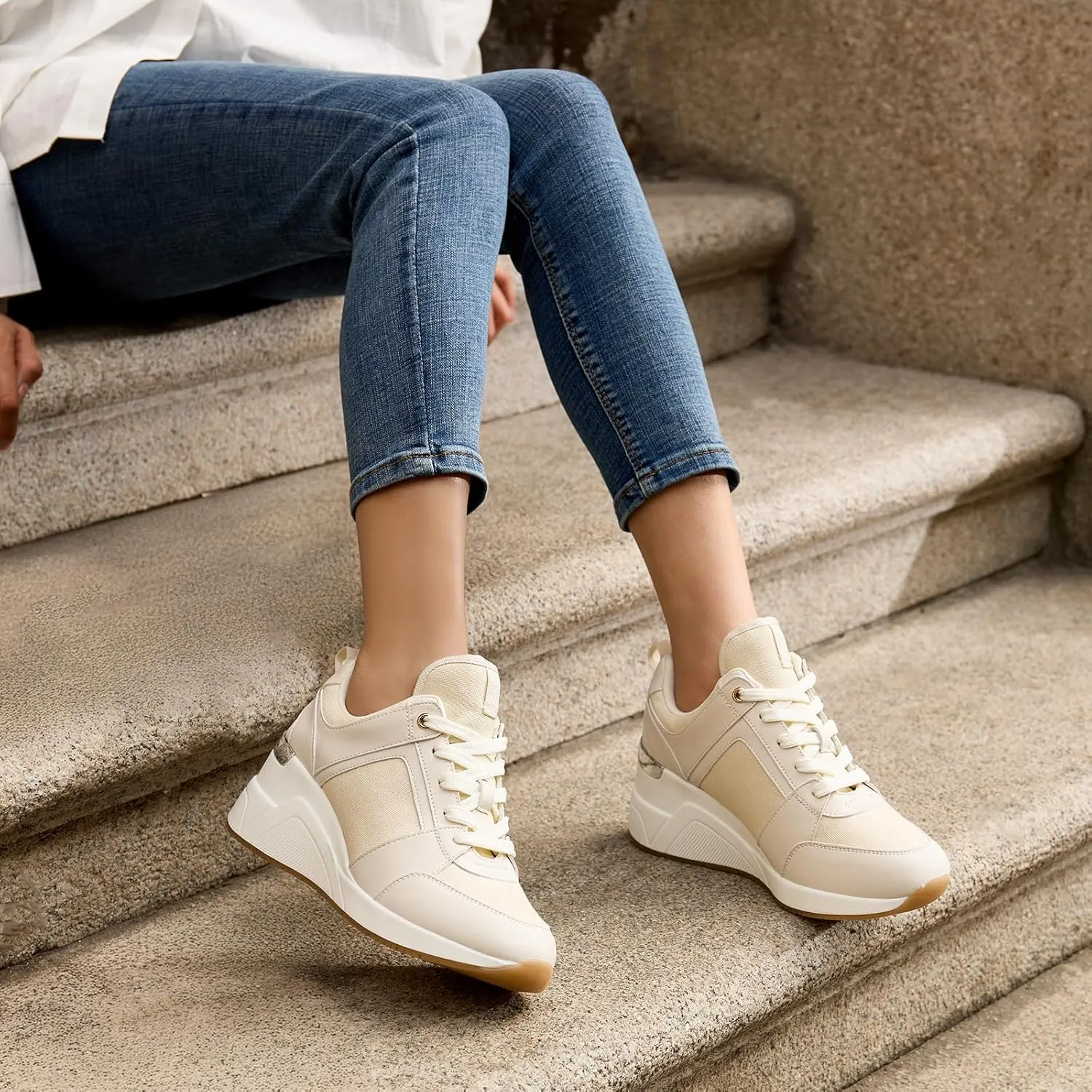 Cestfini Wedge Sneakers for Women - Wedge Tennis Shoes Non-Slip Women Fashion Sneakers
