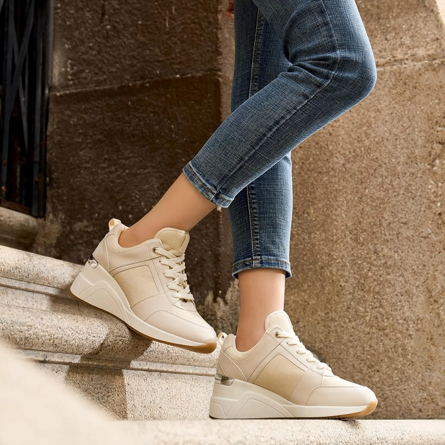 Cestfini Wedge Sneakers for Women - Wedge Tennis Shoes Non-Slip Women Fashion Sneakers