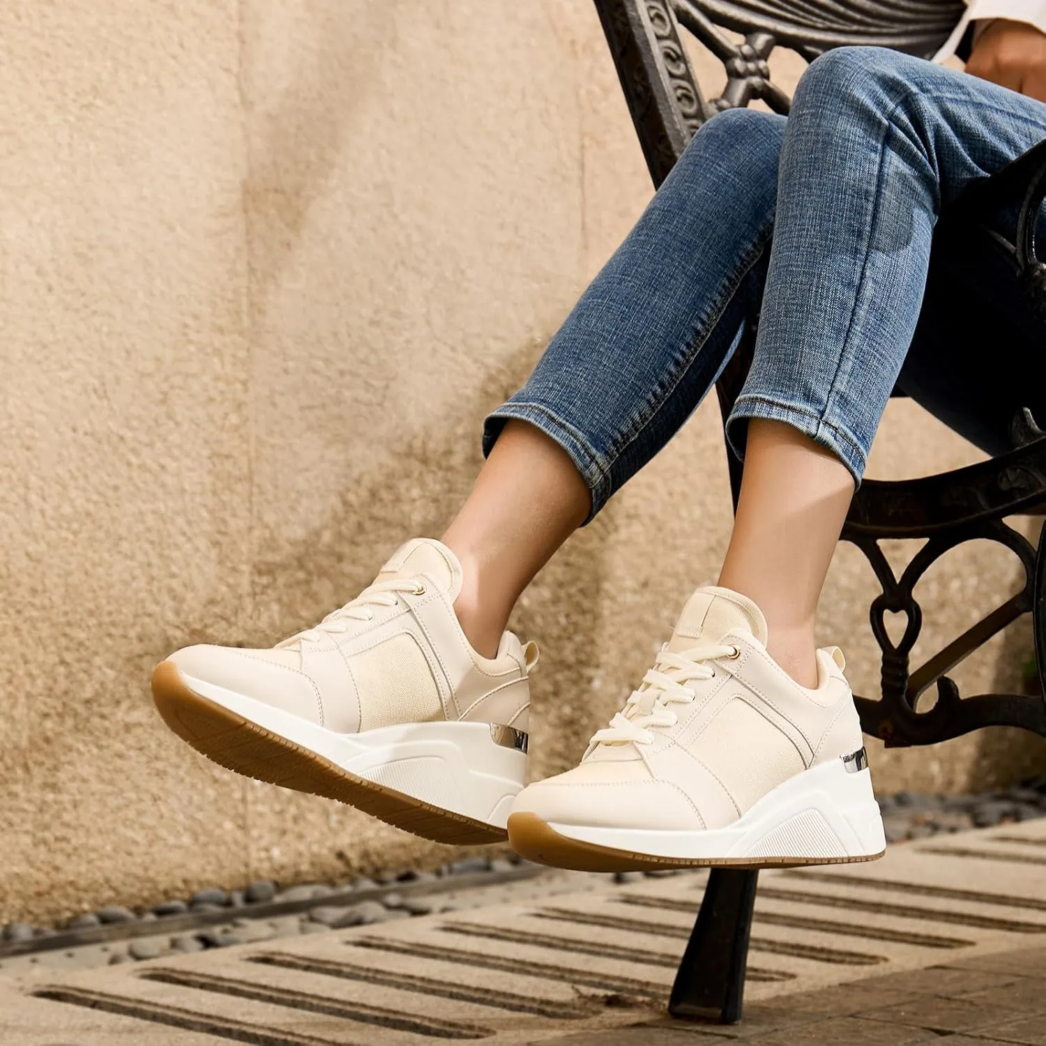 Cestfini Wedge Sneakers for Women - Wedge Tennis Shoes Non-Slip Women Fashion Sneakers