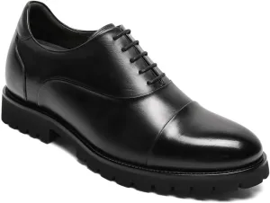 CHAMARIPA Elevator Shoes for Men- Black Leather Height Increase Dress Formal Shoes That Make You Taller 3.15 Inches.
