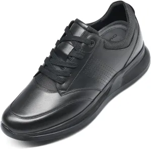CHAMARIPA Hidden Heel Premium Leather Height Increase Low-Top Skate Shoes Men's Invisible Height Increasing Elevator Casual Fashion Sneaker