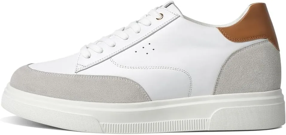 CHAMARIPA Hidden Heel Premium Leather Height Increase Low-Top Skate Shoes Men's Invisible Height Increasing Elevator Casual Fashion Sneaker