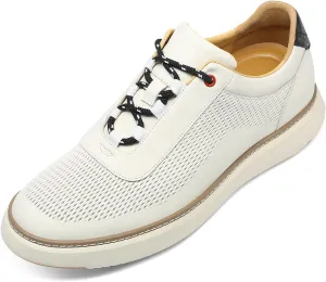CHAMARIPA Hidden Heel Premium Leather Height Increase Low-Top Skate Shoes Men's Invisible Height Increasing Elevator Casual Fashion Sneaker