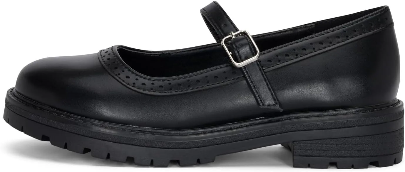 Chariot & Co : Anita-IIS - Girls/Little Kids Mary Jane Adjustable Buckle Closed Toe Lug Sole Heeled Loafers/School or Cosplay Shoes