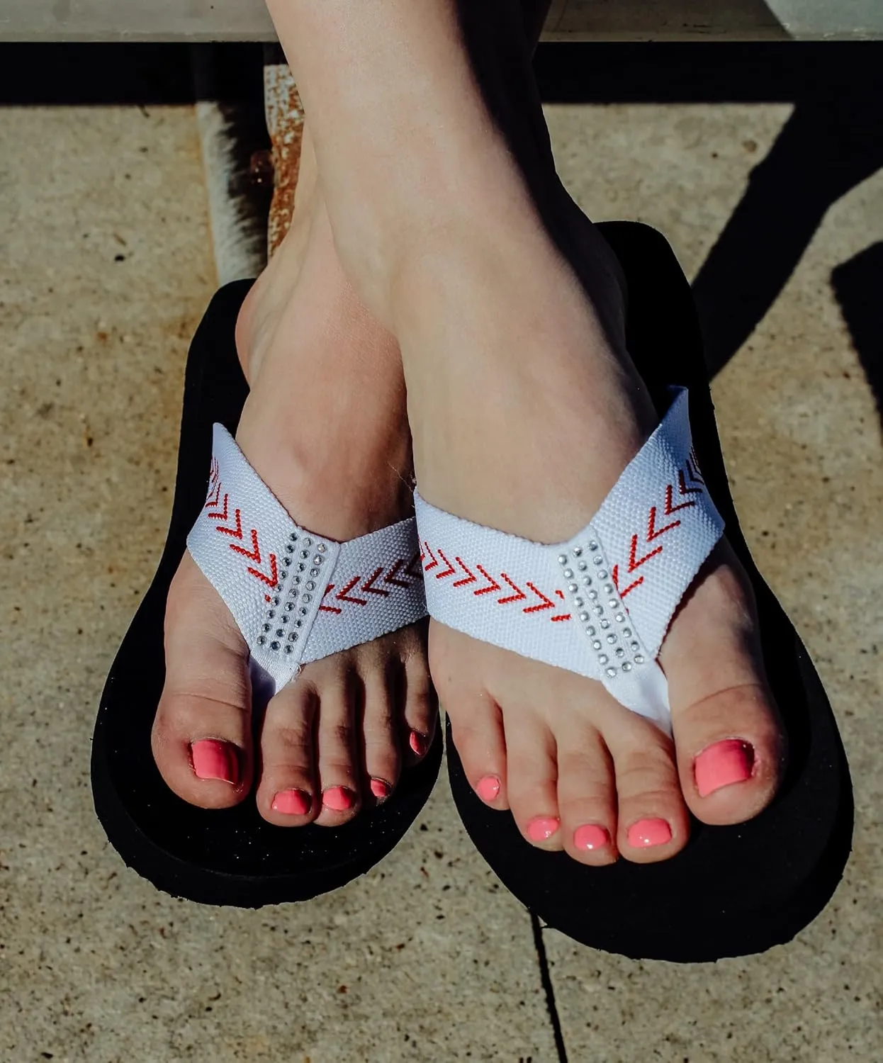 Cocomo Soul Rhinestone Baseball Flip Flops Baseball Sandals