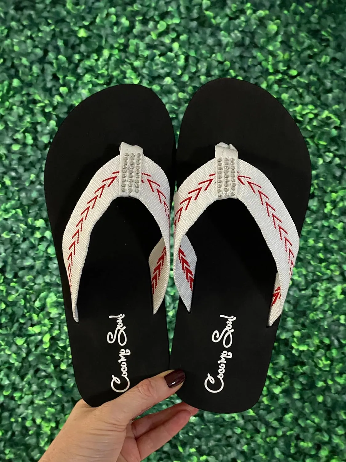 Cocomo Soul Rhinestone Baseball Flip Flops Baseball Sandals