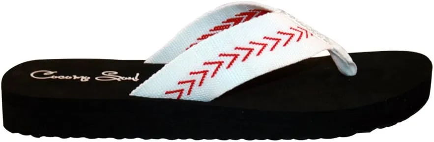 Cocomo Soul Rhinestone Baseball Flip Flops Baseball Sandals