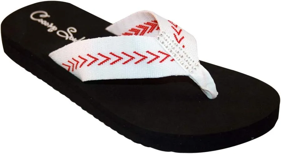 Cocomo Soul Rhinestone Baseball Flip Flops Baseball Sandals