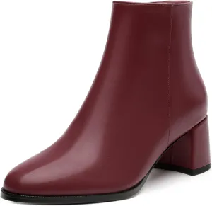 Comfort Ankle Boots for Women Low Chunky Heel Side Zipper Round Toe Short Boots Elegant Classic Fashion Fall Winter Boots 2 Inch