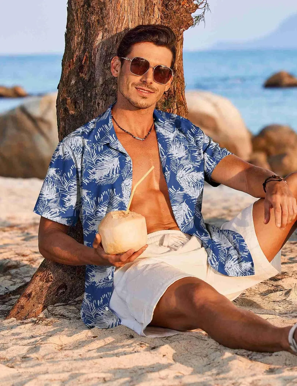 COOFANDY Hawaiian Shirt for Men Short Sleeve Floral Button Down Shirt Tropical Casual Summer Beach Shirts