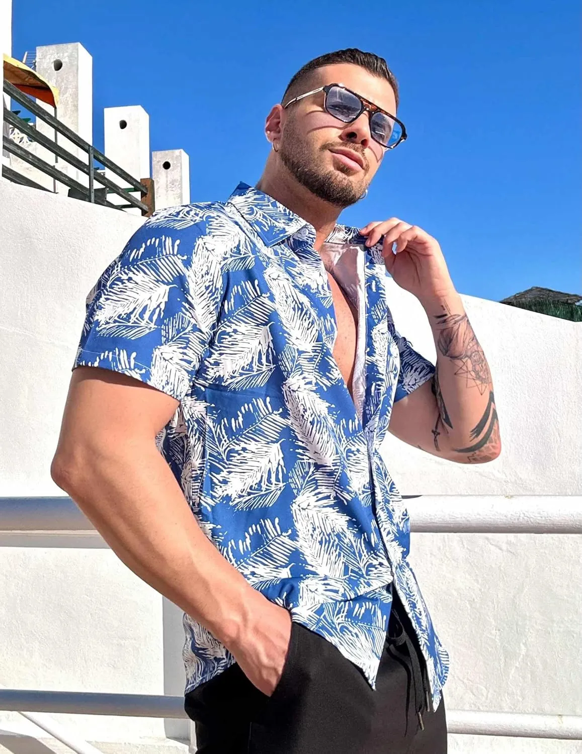 COOFANDY Hawaiian Shirt for Men Short Sleeve Floral Button Down Shirt Tropical Casual Summer Beach Shirts