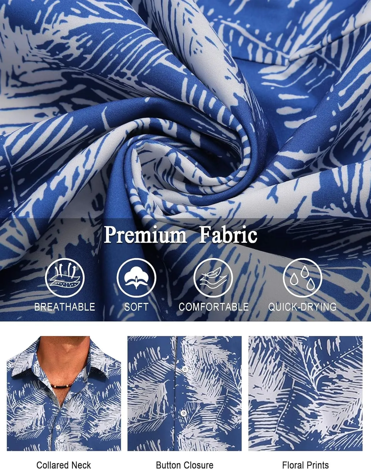 COOFANDY Hawaiian Shirt for Men Short Sleeve Floral Button Down Shirt Tropical Casual Summer Beach Shirts