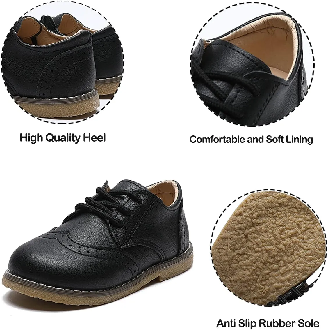 COSANKIM Toddler Boys Girls Dress Shoes PU Leather Lace Up Wedding School Uniform Loafer Flats Boys Dress Shoes