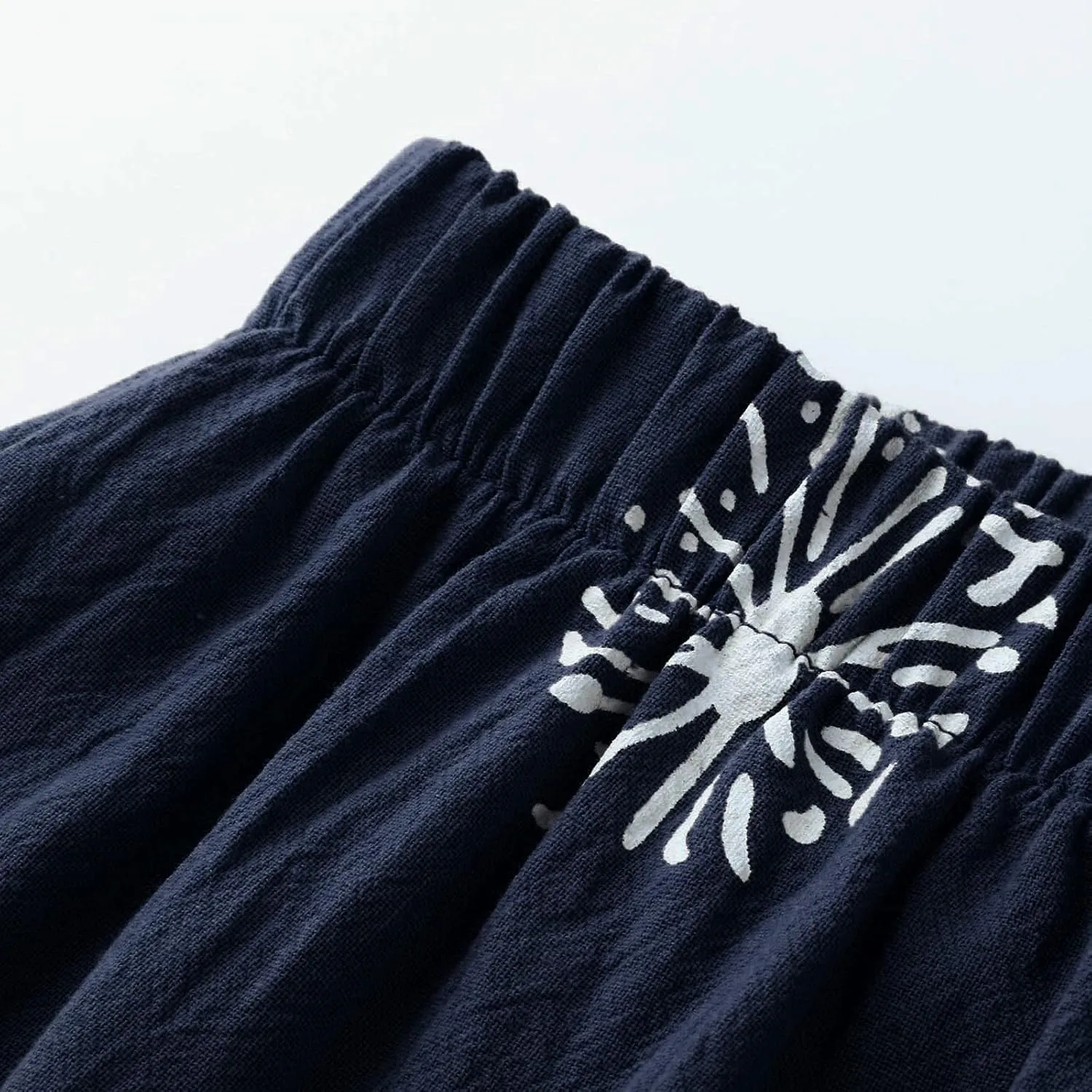 Costaric Cotton Linen Casual Summer Capri Pants Printed Cropped Comfy Baggy Trousers with Pockets Palazzo Lounge Pants