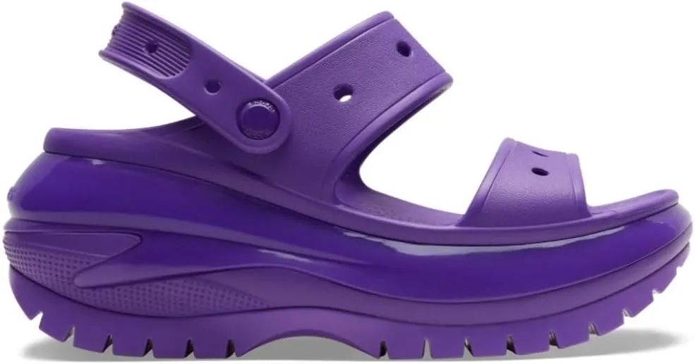 Crocs Unisex Classic Mega Crush Platform Sandals Wedge, Neon Purple, Numeric_7 US Men