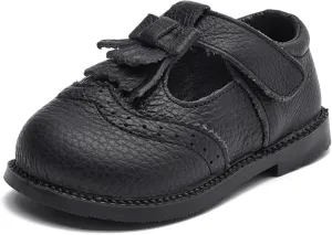 DADAWEN Toddler Girls Leather Mary Jane Dress Shoes Baby Non-Slip Soft Sole Tassel Princess Flats Wedding Party Casual Walking School Shoes