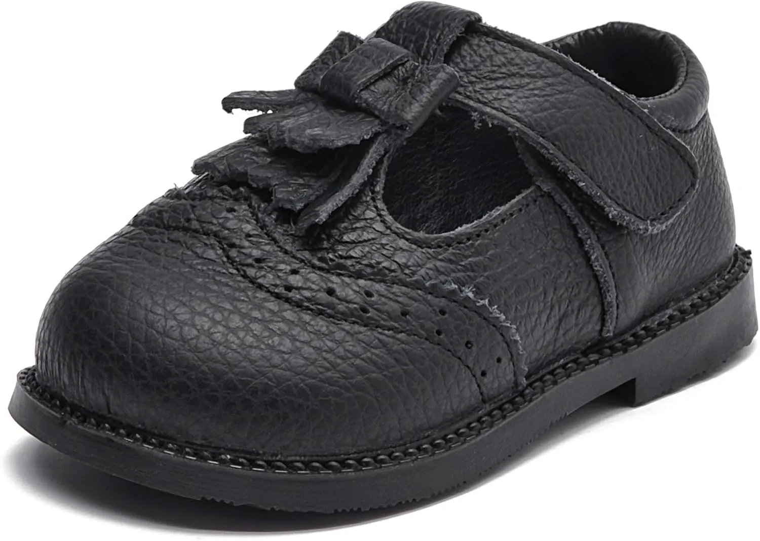 DADAWEN Toddler Girls Leather Mary Jane Dress Shoes Baby Non-Slip Soft Sole Tassel Princess Flats Wedding Party Casual Walking School Shoes