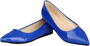 Dear Time Women's Pointy Toe Slip On Candy Color Comfortable Ballets Flats,PU Leather Brief Casual Wedding Flats for Party/Cosplay
