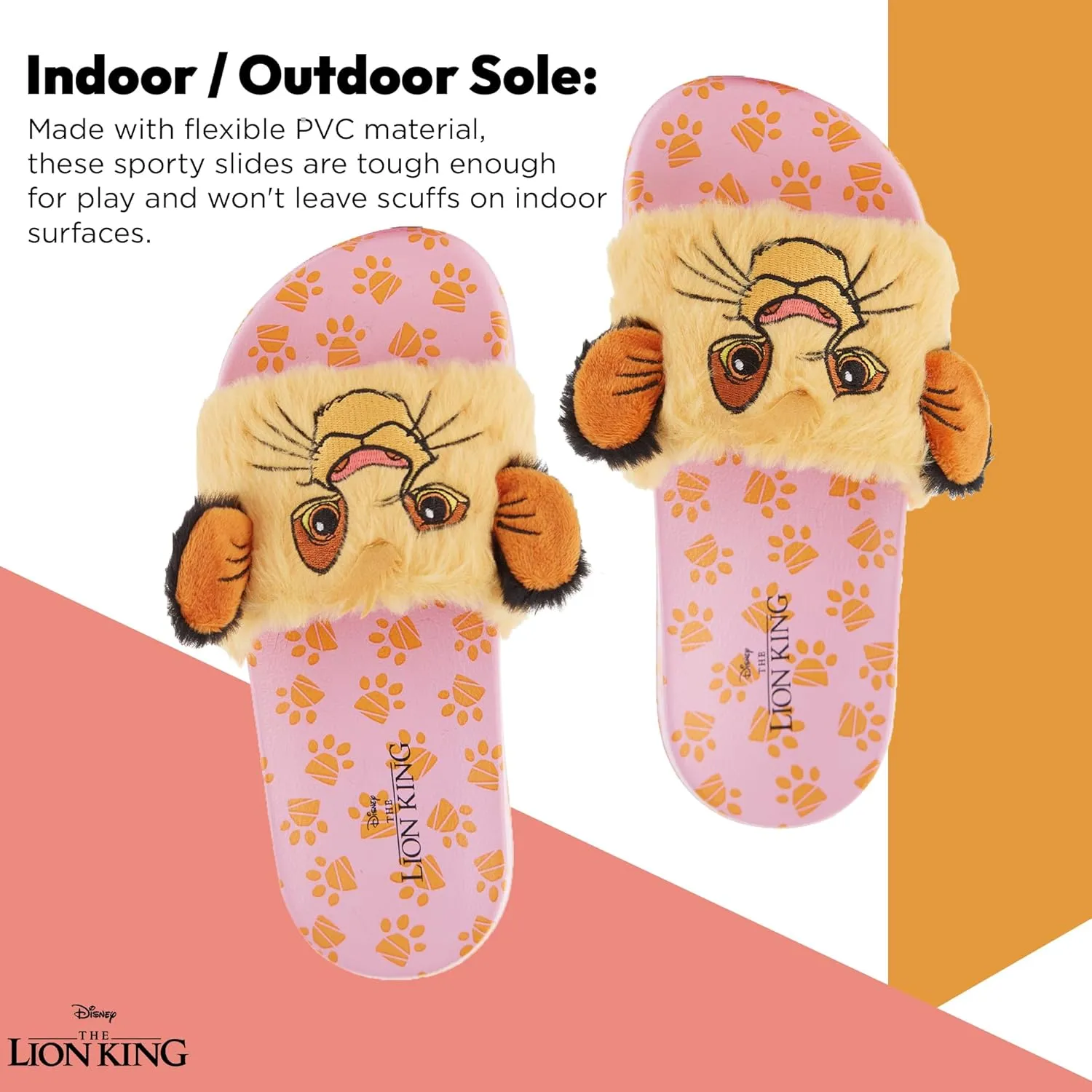 Disney Ladies Lion King Slides Sandals - Ladies Classic Simba Mufasa Timon and Pumba Slide Sandals Classic Lion King Slip On Slides
