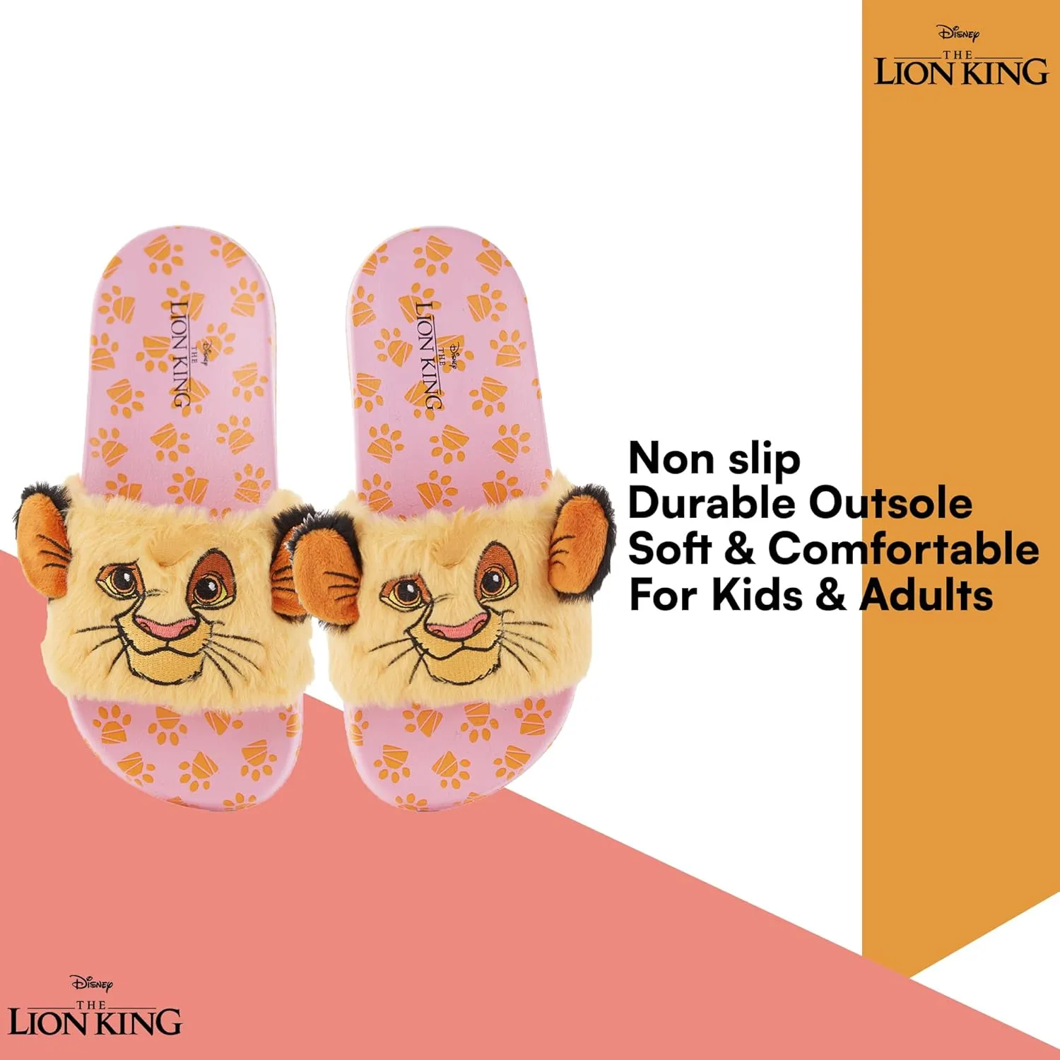 Disney Ladies Lion King Slides Sandals - Ladies Classic Simba Mufasa Timon and Pumba Slide Sandals Classic Lion King Slip On Slides