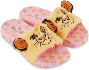 Disney Ladies Lion King Slides Sandals - Ladies Classic Simba Mufasa Timon and Pumba Slide Sandals Classic Lion King Slip On Slides