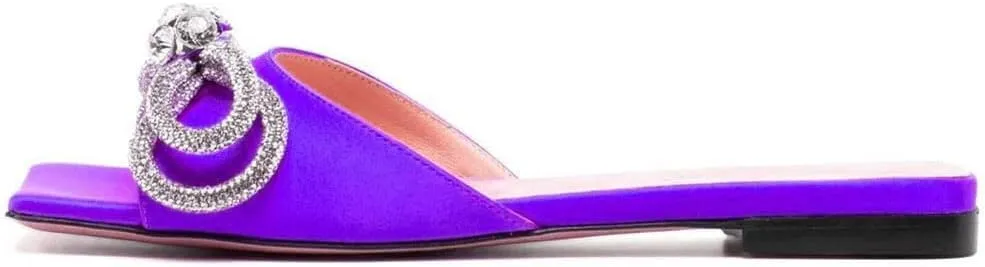 Divanne Slide Sandals for Women, Rhinestone Sandal Flats Bow Slippers Comfort Dressy Flat Slides