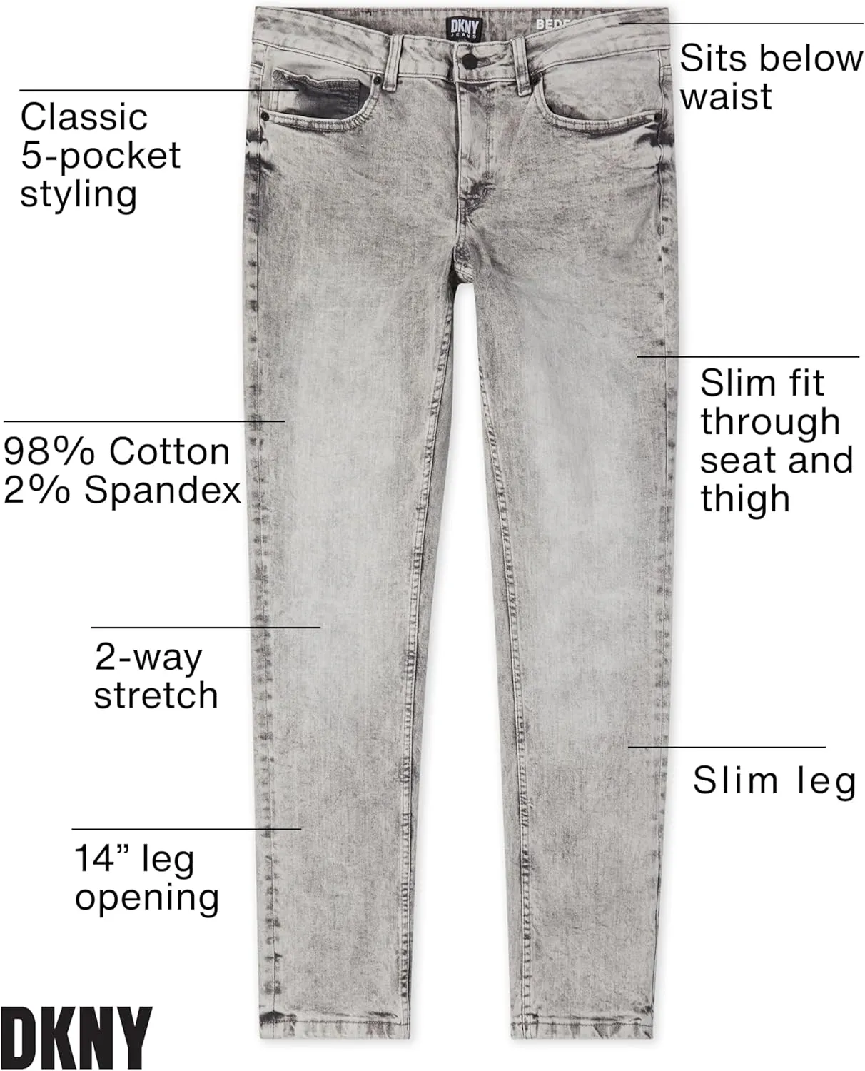 DKNY Men's Jeans - Bedford Stretch Denim Slim Fit Jeans for Men