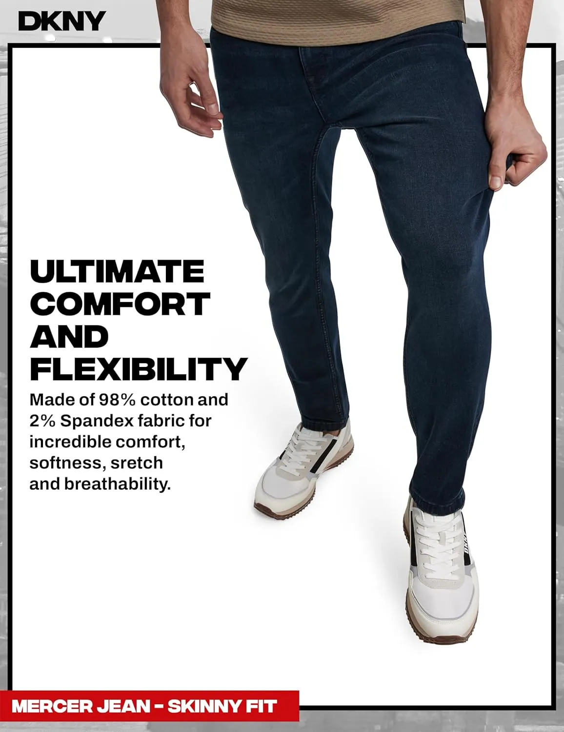DKNY Mens Skinny Jeans for Men - Stretch Denim Classic 5 Pocket Men's Skinny Jeans | Stretch Fit Denim for Men