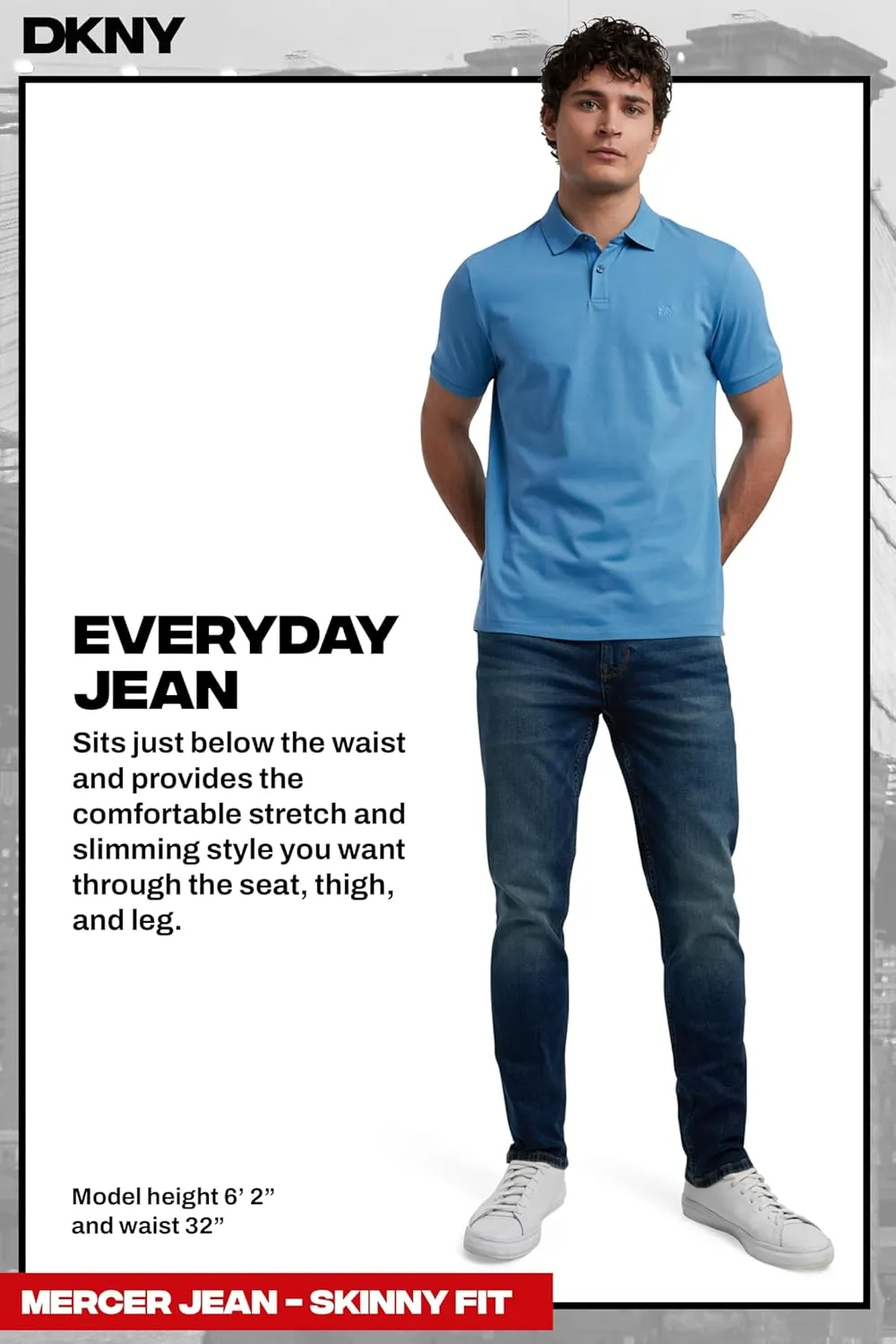 DKNY Mens Skinny Jeans for Men - Stretch Denim Classic 5 Pocket Men's Skinny Jeans | Stretch Fit Denim for Men