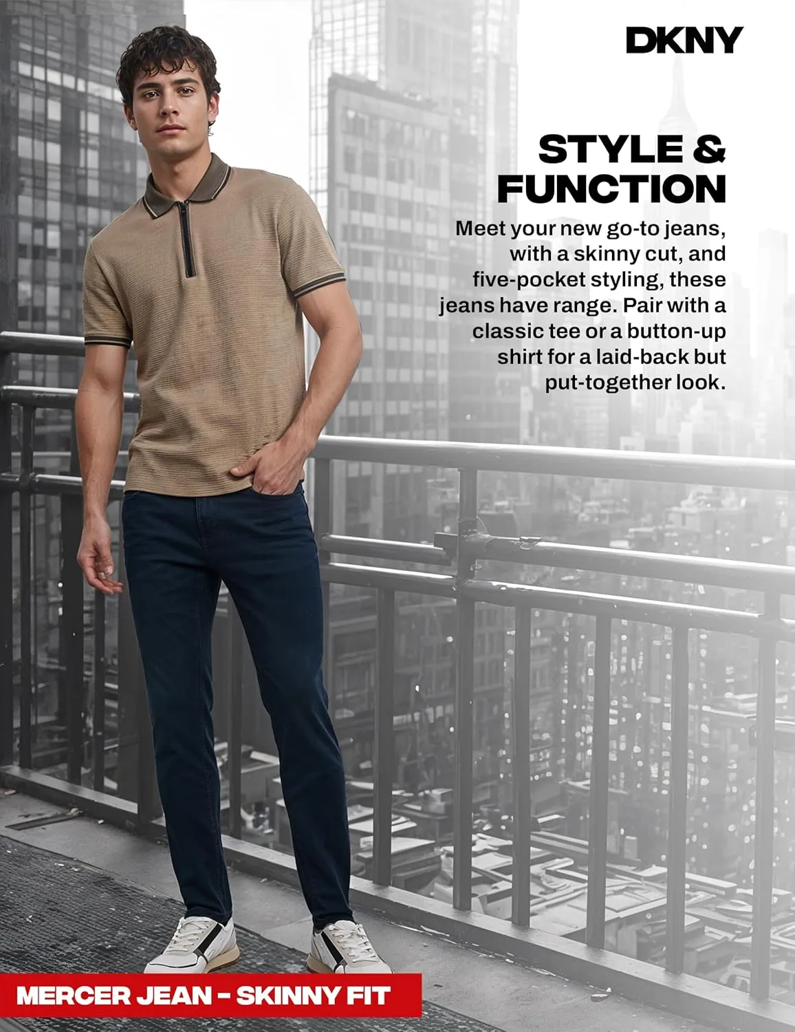 DKNY Mens Skinny Jeans for Men - Stretch Denim Classic 5 Pocket Men's Skinny Jeans | Stretch Fit Denim for Men