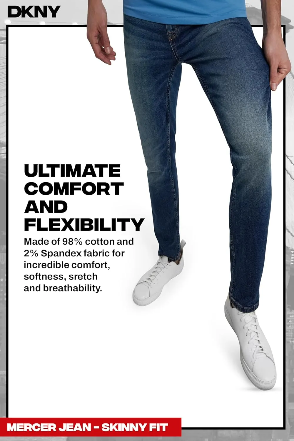 DKNY Mens Skinny Jeans for Men - Stretch Denim Classic 5 Pocket Men's Skinny Jeans | Stretch Fit Denim for Men
