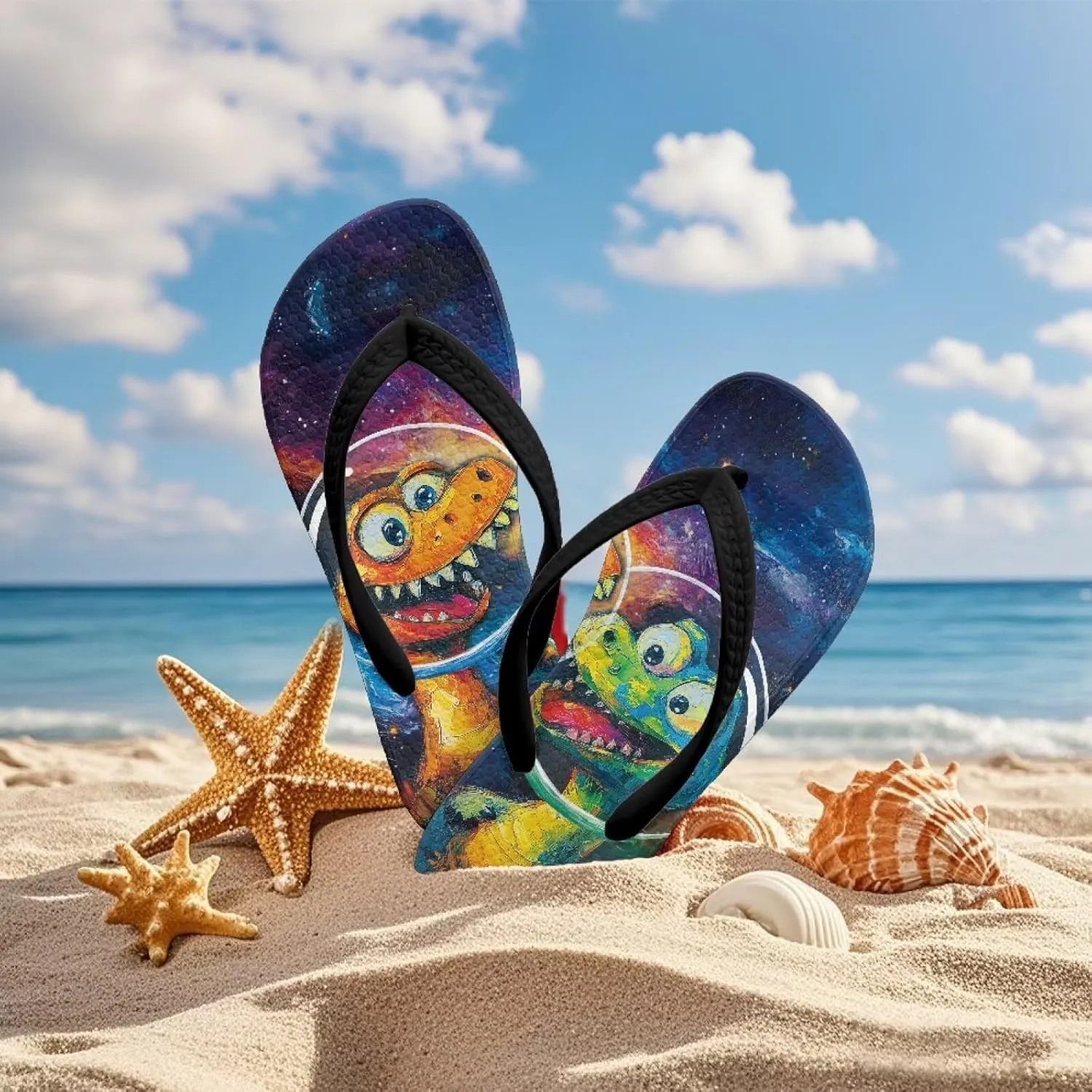 Doojoayie Animals Print Flip Flops for Boys Kids Summer Slippers Trendy Boys Sandals