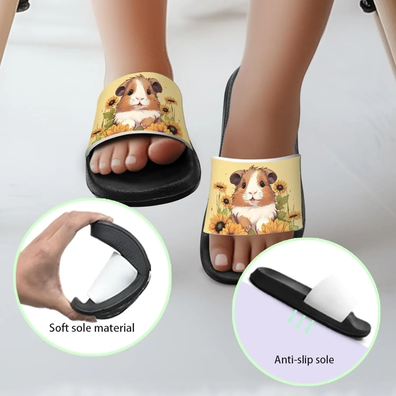 Doojoayie Cute Pet Print Slides for Girls with Non-Slip EVA Soles for Beach Pool Use