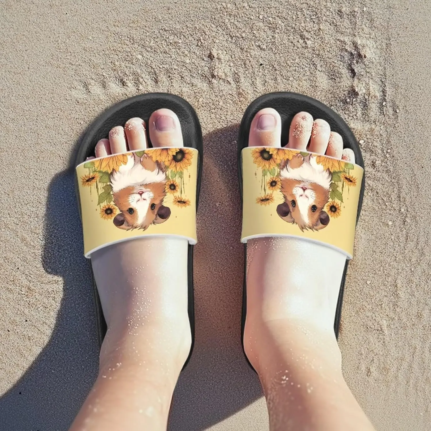 Doojoayie Cute Pet Print Slides for Girls with Non-Slip EVA Soles for Beach Pool Use