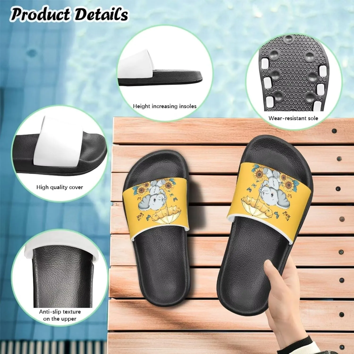 Doojoayie Summer Slide Sandals for Kids Girls Non-Slip EVA Outdoor Play Shoes