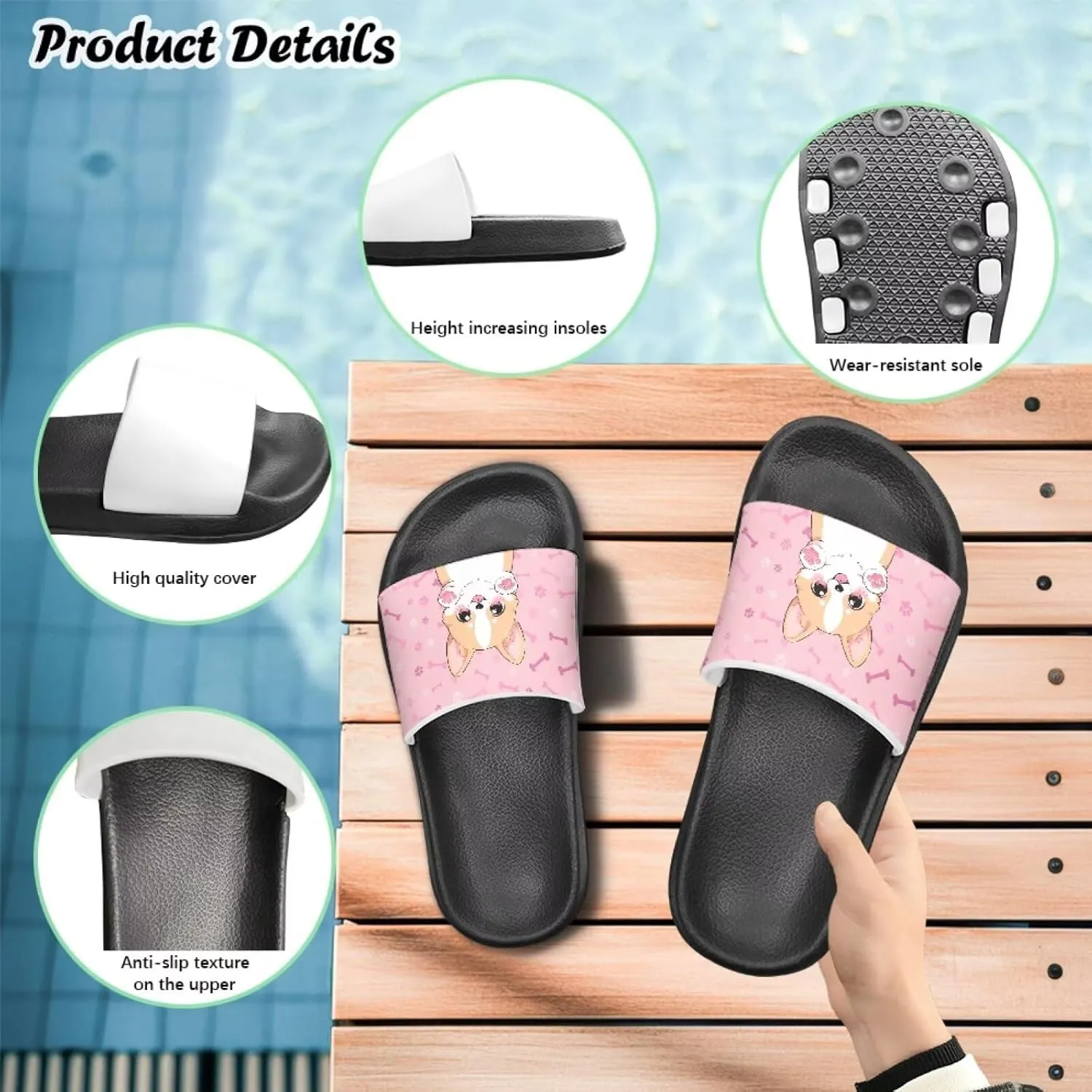 Doojoayie Summer Slide Sandals for Kids Girls Non-Slip EVA Outdoor Play Shoes