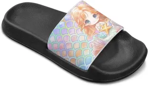 Doojoayie Wide Fit Slides for Kids Girls Colorful Beach Shoes for Water Play Non Slip