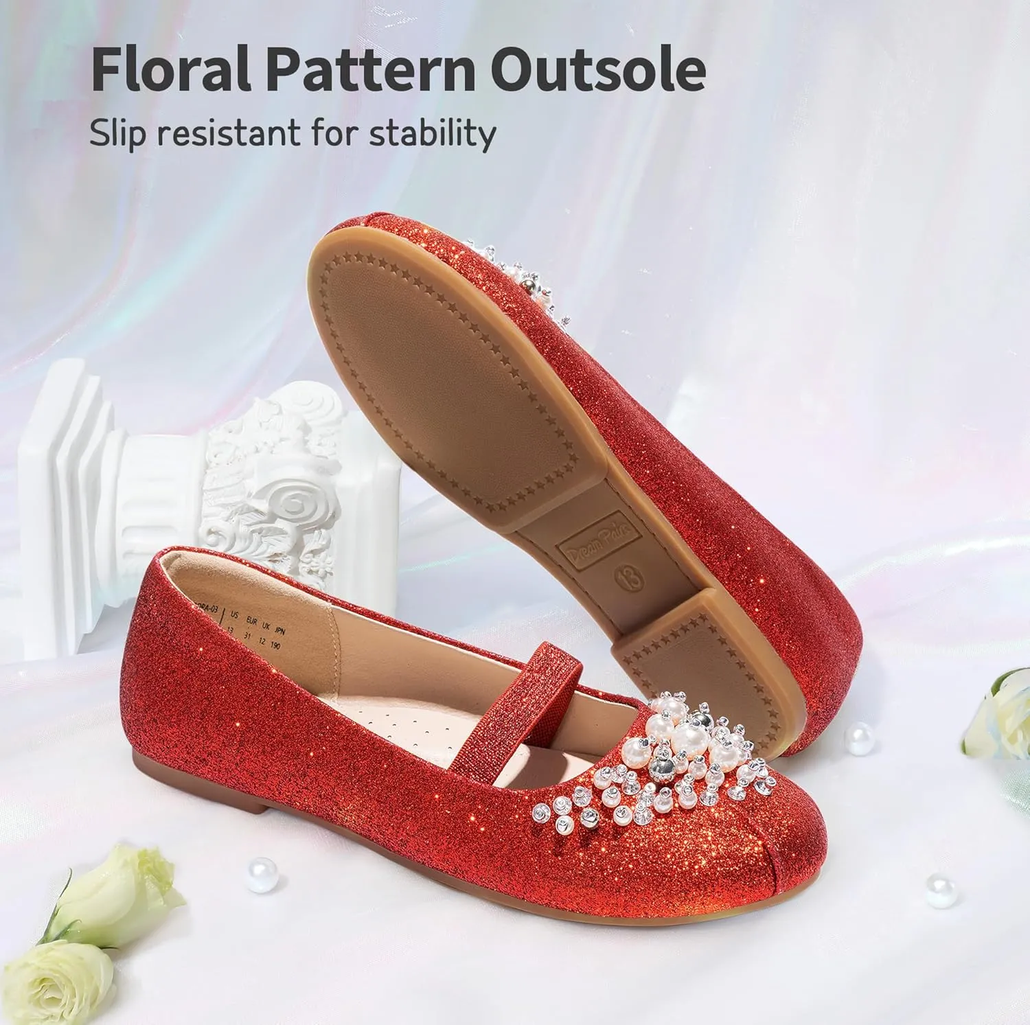 DREAM PAIRS Girls Ballet Flats Flower Shoes Mary Jane Ballerina Flat Dress Shoes for Daily/Wedding/Party