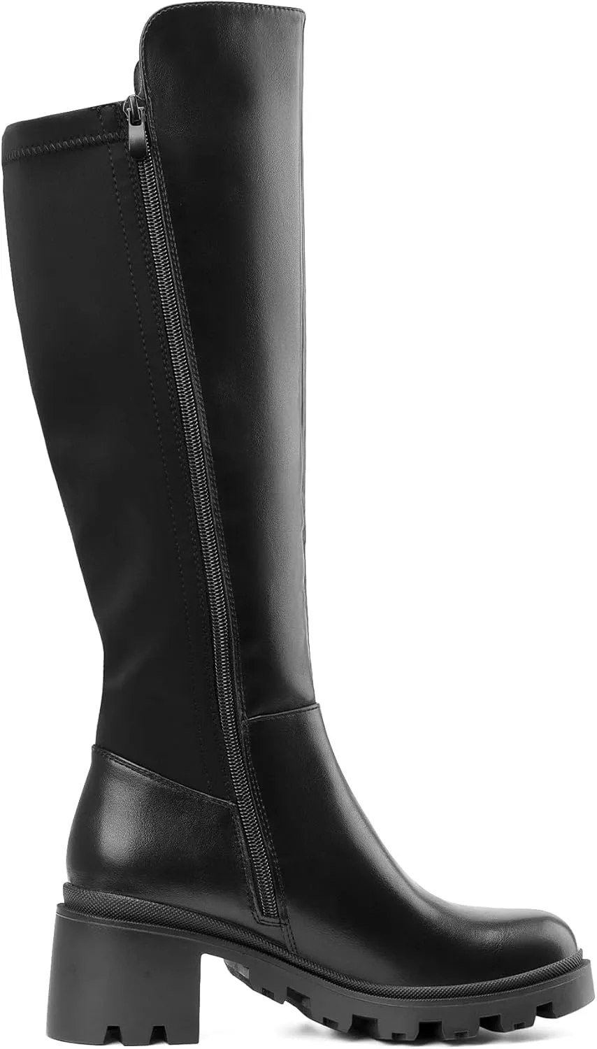 DREAM PAIRS Women's Knee High Boots, Comfortable Platform Round Toe Stretch Boots for Women
