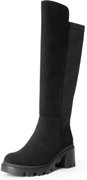 DREAM PAIRS Women's Knee High Boots, Comfortable Platform Round Toe Stretch Boots for Women