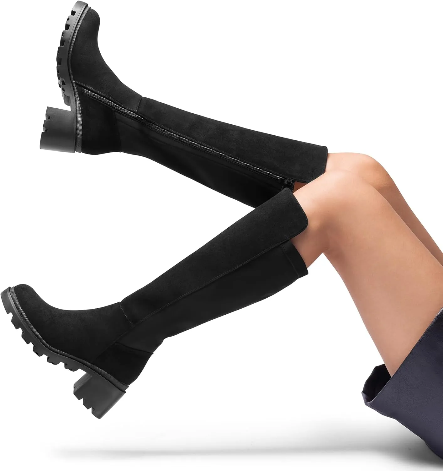 DREAM PAIRS Women's Knee High Boots, Comfortable Platform Round Toe Stretch Boots for Women