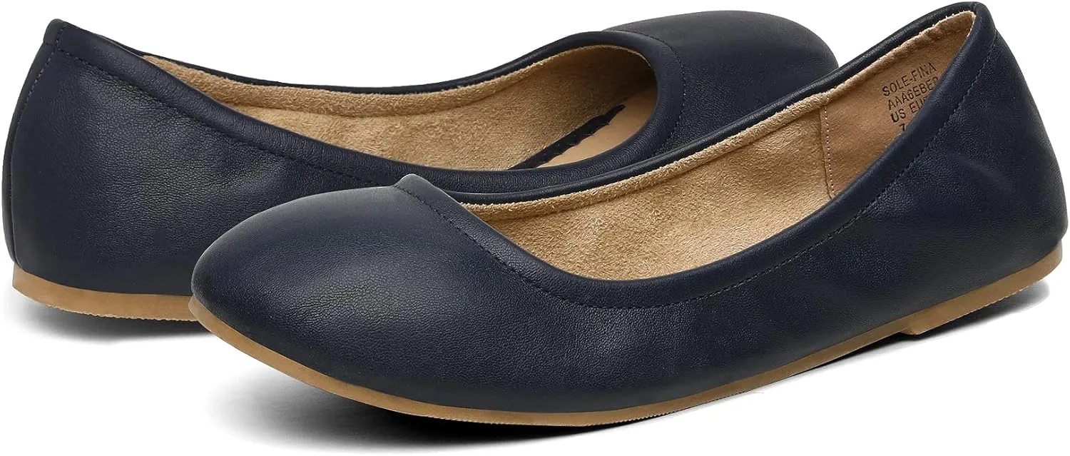 DREAM PAIRS Women's Sole-fina Solid Plain Walking Classic Ballet Flats Shoes
