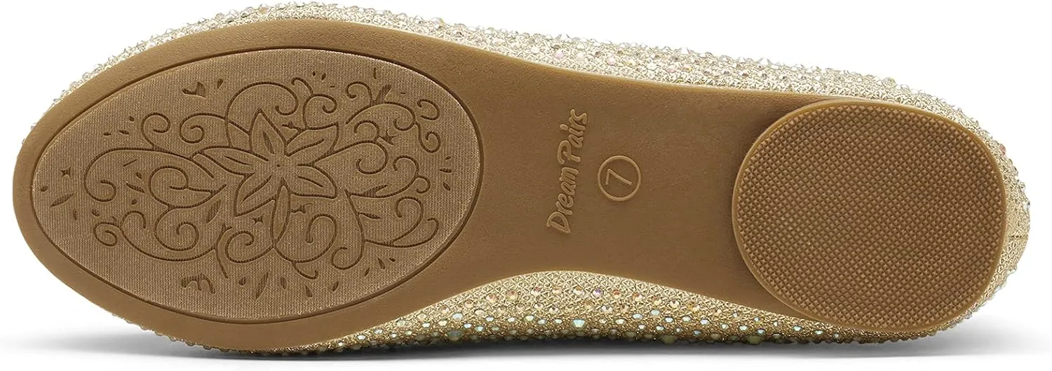 DREAM PAIRS Women's Sole-Shine Rhinestone Ballet Flats Shoes