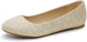 DREAM PAIRS Women's Sole-Shine Rhinestone Ballet Flats Shoes