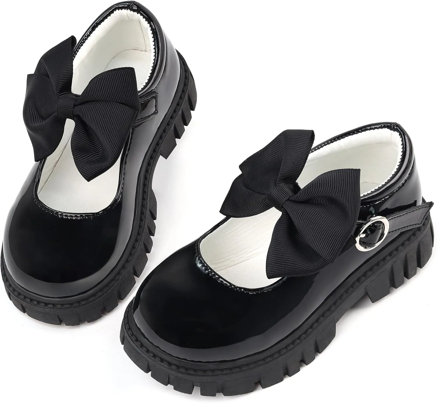 Dress Shoes for Girls Bow Flower Girl Mary Jane Flats Little Girl Dress Shoes for Wedding, Party, Birthday