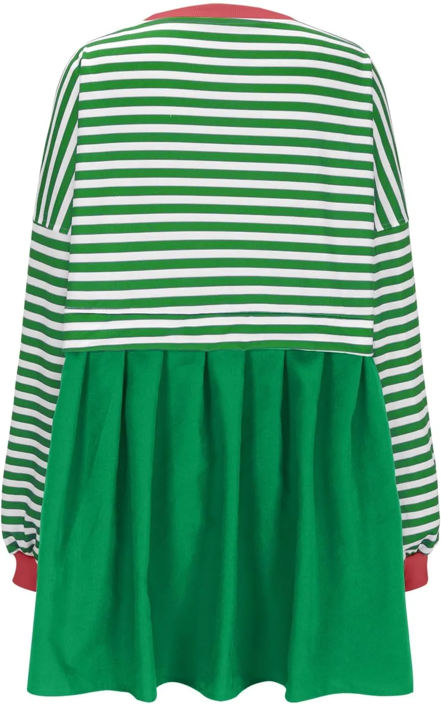 Dresses for Women 2024 Trendy Patchwork Striped Causal Long Sleeve Crewneck Sweatshirt Dress Cute Ruffle Mini Dress