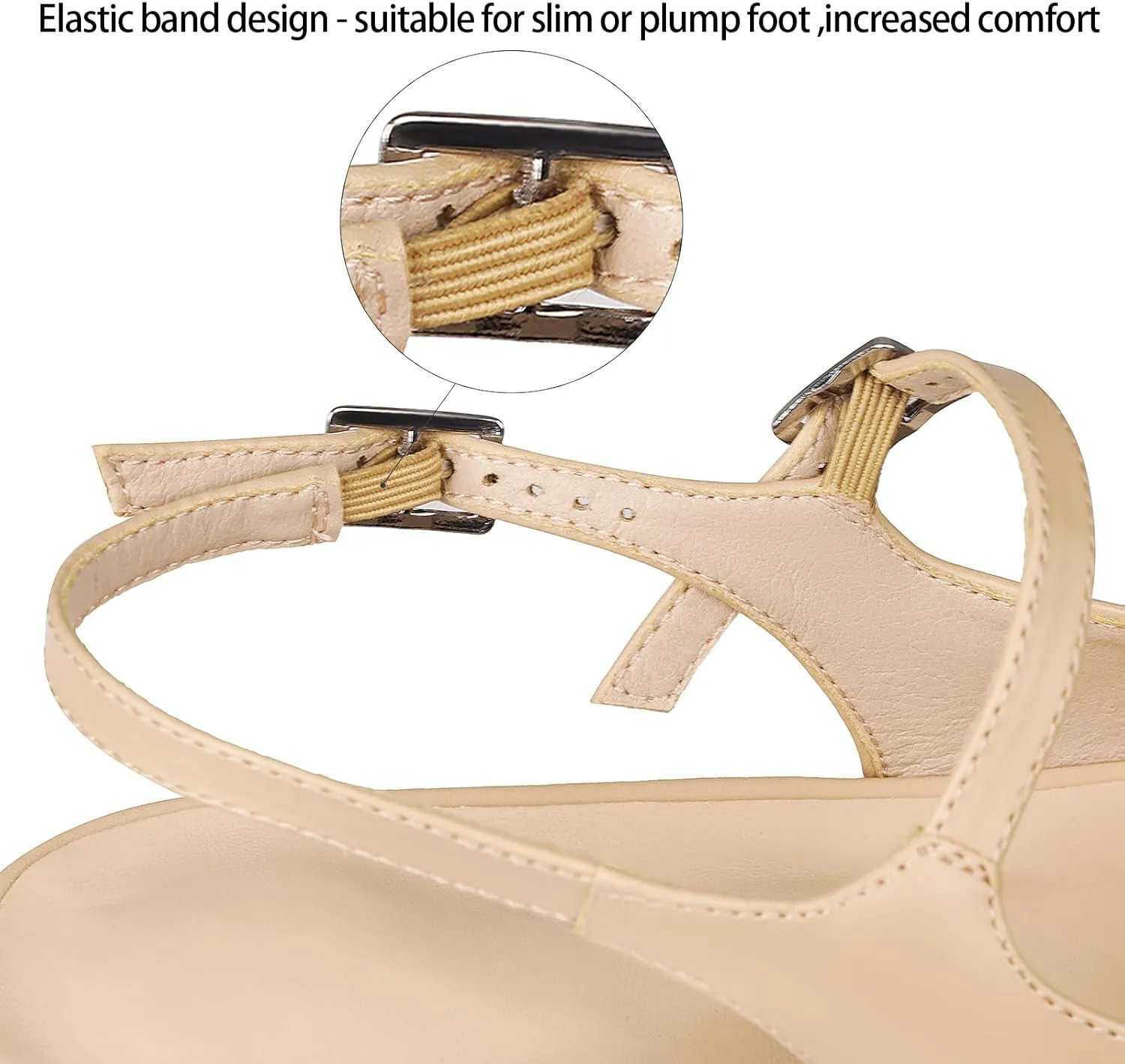 Dsevht Slingback Flats for Women Closed Square Toe Mary Jane Ballet Flats Casual Fashion Dress Shoes for Women