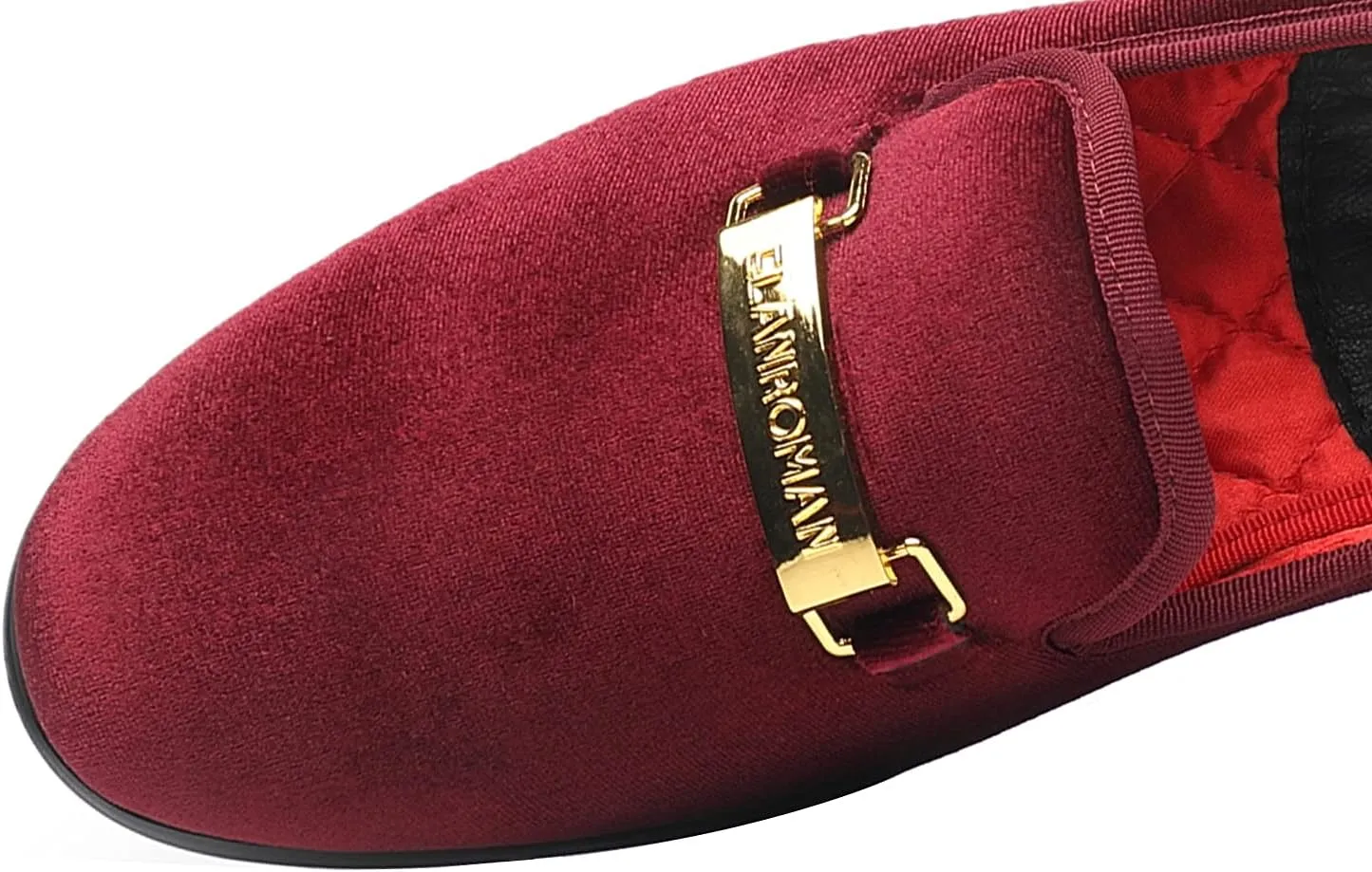 ELANROMAN Men's Loafers Gold Buckle Fashion Handmade Wedding Party Prom Shoes