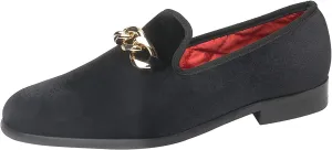 ELANROMAN Men's Loafers Gold Buckle Fashion Handmade Wedding Party Prom Shoes